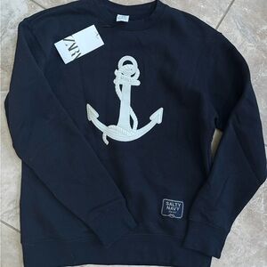 Zara Navy Anchor Crew Neck